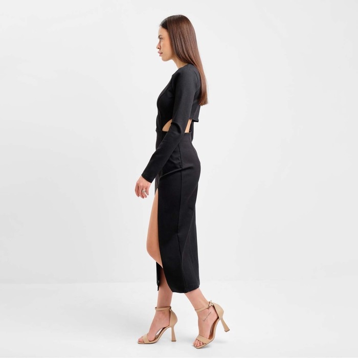 Платье женское с разрезами на талии MIST, размер 46, черный Платье женское с разрезами на талии MIST, размер 46, черный