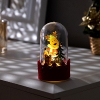 Светодиодная фигура под куполом &laquo;Оленёнок&raquo; 6 &times; 9.5 &times; 6 см, дерево, батарейки LR1130х3 (в комплекте), свечение тёплое белое