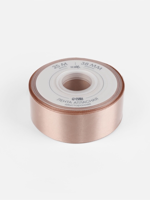 Лента атласная двухсторонняя №812 38мм*25&plusmn;1м телесный TR