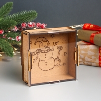 Новогодняя копилка с акрилом "Снеговик" 12х12х4 см Новогодняя копилка с акрилом "Снеговик" 12х12х4 см