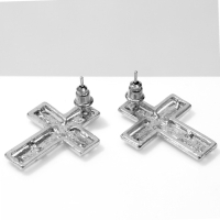 Серьги &laquo;Крестики&raquo; рельеф, цвет серебро