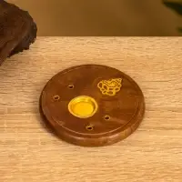 Подставка под благовония круглая, 8 см, дерево шишам, МИКС