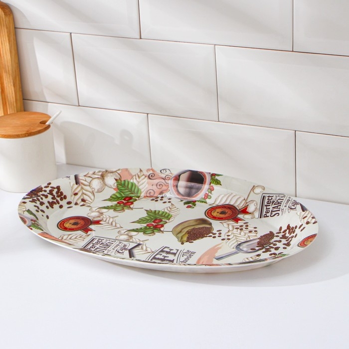 Поднос овальный Доляна &laquo;Макаруны&raquo;, 37&times;24&times;3 см, цвет МИКС