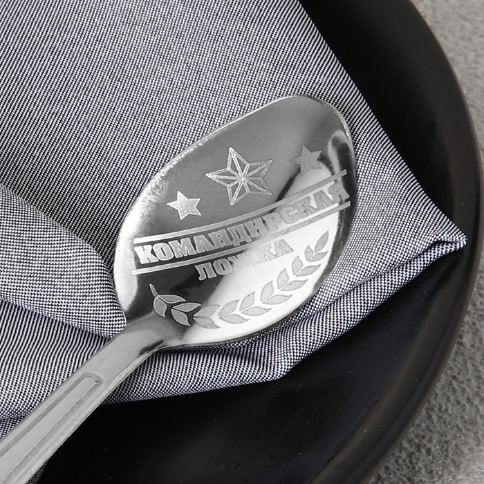 Ложка чайная с гравировкой &laquo;Командирская Ложка&raquo;, на подарочной открытке, 3 х 14 см.