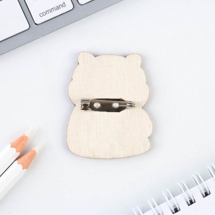 Значок деревянный «Котик», 3,2 х 4 см Значок деревянный «Котик», 3,2 х 4 см