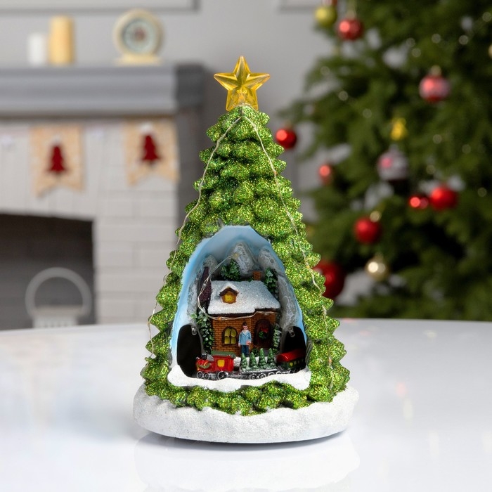 Светодиодная фигура &laquo;Новогодняя ёлка&raquo; 13 &times; 23 &times; 13 см, полистоун, батарейки АААх2 (не в комплекте), свечение мульти