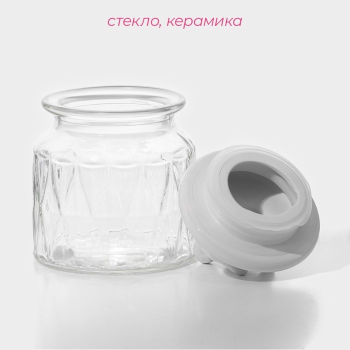 Банка стеклянная для сыпучих продуктов с керамической крышкой Доляна &laquo;Голубки&raquo;, 500 мл, 11&times;17 см