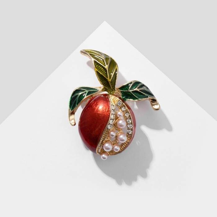 Брошь &laquo;Гранат&raquo; сочный, цвет красно-зелёный в золоте