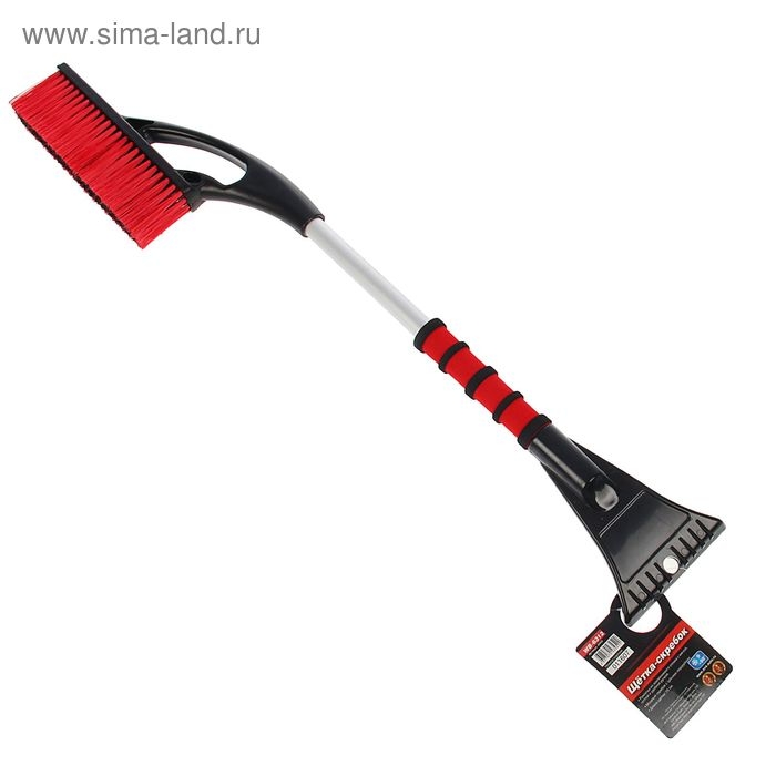 Щетка сметка, со скребком, мягкая ручка, распушенная щетина, AVS WB-6312, 73 cм