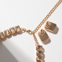 Набор 4 предмета: серьги, колье, браслет, кольцо &laquo;Вечерний&raquo; объём, жёлтый в золоте