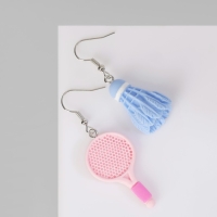 Серьги ассорти &laquo;Радость&raquo; ракетка и волан, цвет сине-розовый в серебре