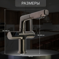 Смеситель для кухни ZEIN Z3782, экран температуры, вытяжной излив, высота 18-25 см, 2 режима
