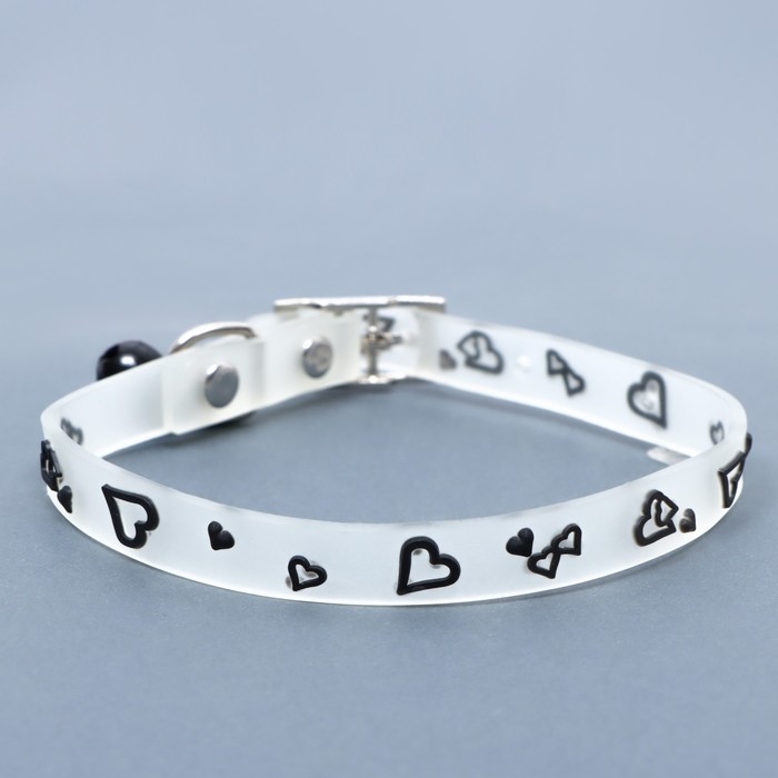 Ошейник, светящийся в темноте, Ошейник, светящийся в темноте, "Нежные сердца" (люминесцентный), 30 х 1 см, ОШ 19-26 см, микс