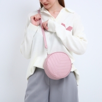 Сумка женская круглая из искусственной кожи, 18х18 см, цвет розовый Сумка женская круглая из искусственной кожи, 18х18 см, цвет розовый