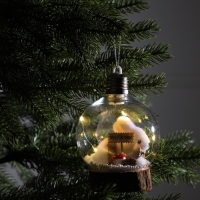 Ёлочный шар &laquo;Заяц&raquo;, батарейки, 1 LED, свечение тёплое белое