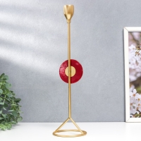 Подсвечник металл на 1 свечу "Мраморный круг. Розовый закат" золото 35х9,5х9,5 см