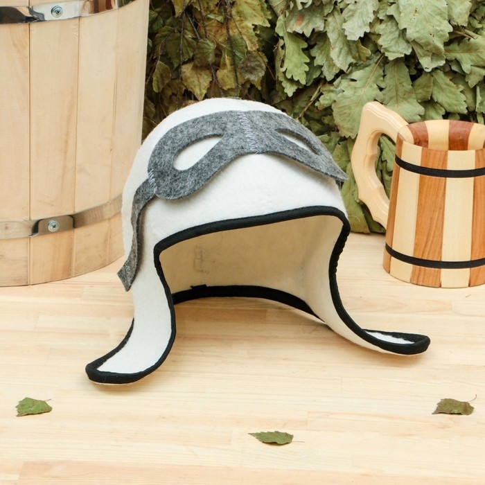 Шапка для бани Шапка для бани "Летчик" войлок, белая