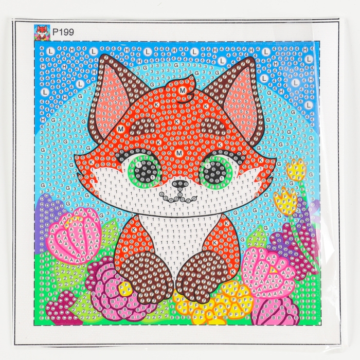 Алмазная мозаика для детей на раме с полным заполнением разнымии стразами &laquo;Лисичка&raquo;, 15 х 15 см