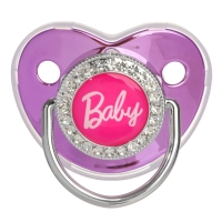 Соска - пустышка силиконовая ортодонтическая &laquo;BABY&raquo;, от 12 мес., с колпачком, цвет розовый/серебро, стразы