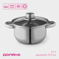 Кастрюля с крышкой из нержавеющей стали Доляна &laquo;Классика&raquo;, 1,5 л, d=17,5 см, капульное дно