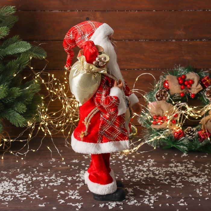 Дед Мороз Дед Мороз "С шариком и подарками" двигается, 45х22 см, красный