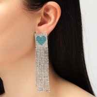 Серьги висячие со стразами &laquo;Грация&raquo; сердца в квадрате, цвет серебристо-голубой в серебре, 9,5 см