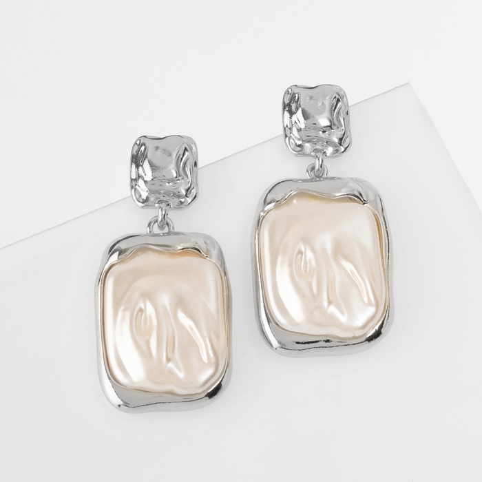 Серьги с жемчугом &laquo;Бусина&raquo; пленительность, цвет серебро