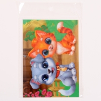 Аппликация стразами для детей &laquo;Щенок с Котенком&raquo;, А6, набор для творчества