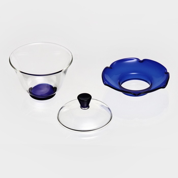 Пиала для чая стеклянная &laquo;Гайвань&raquo;, 250 мл, с подставкой и крышкой