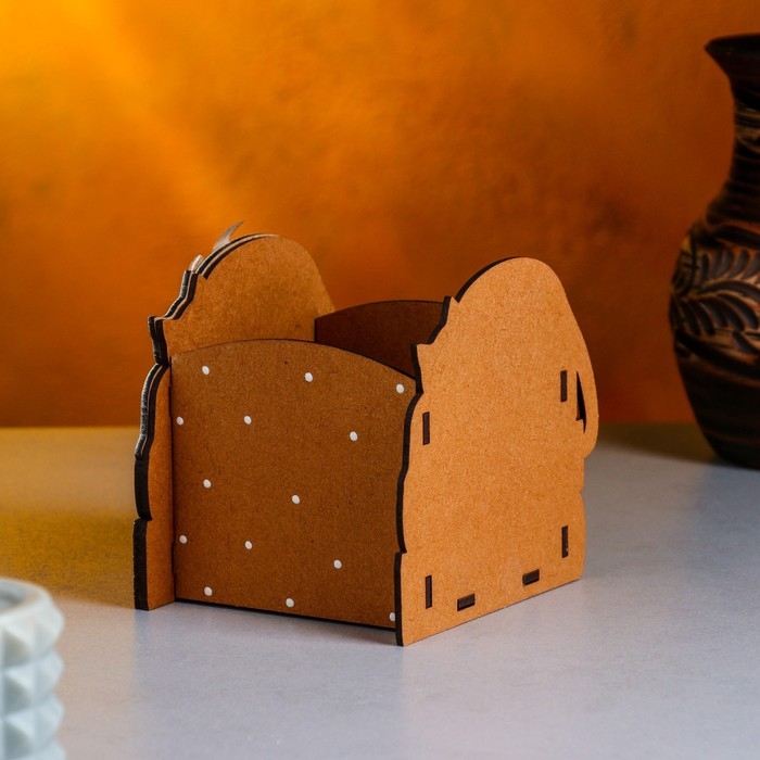 Кашпо деревянное Кашпо деревянное "Учёный котик", 12х10х11 см, дуб, бежевый