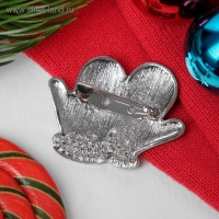 Новый год! Брошь новогодняя "Варежки", цвет бело-голубой в серебре