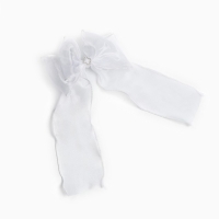 Выпускной. Бант для волос на резинке, белый, 6х25 см, Кошечка Мари