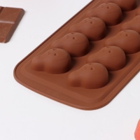 Форма для конфет и шоколада Доляна &laquo;Крик&raquo;, силикон, 21&times;11&times;2 см, 10 ячеек, цвет коричневый
