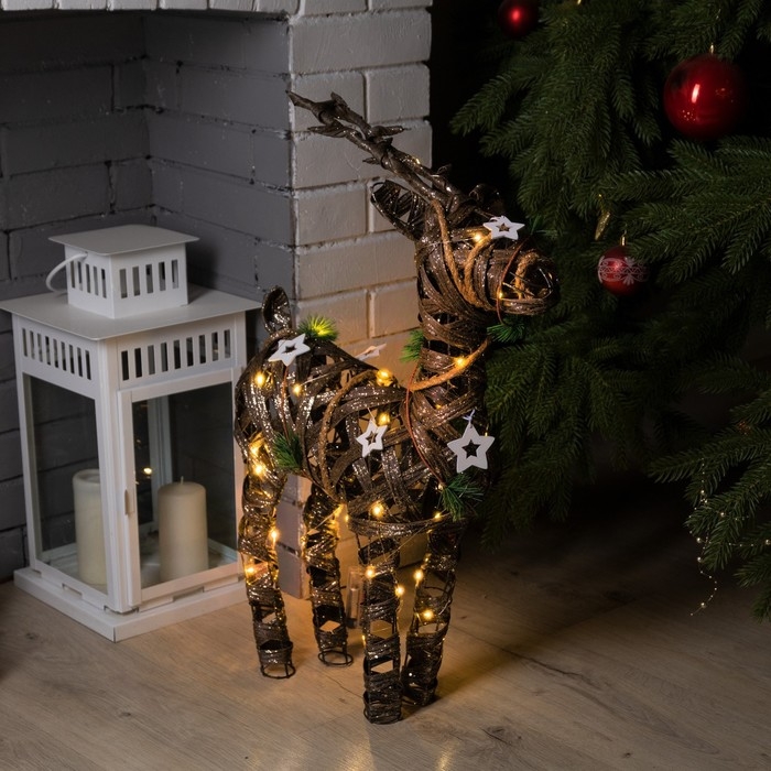 Светодиодная фигура «Плетёный олень» 44 × 65 × 15 см, металл, текстиль, батарейки ААх2 (не в комплекте), свечение тёплое белое Светодиодная фигура «Плетёный олень» 44 × 65 × 15 см, металл, текстиль, батарейки ААх2 (не в комплекте), свечение тёплое белое