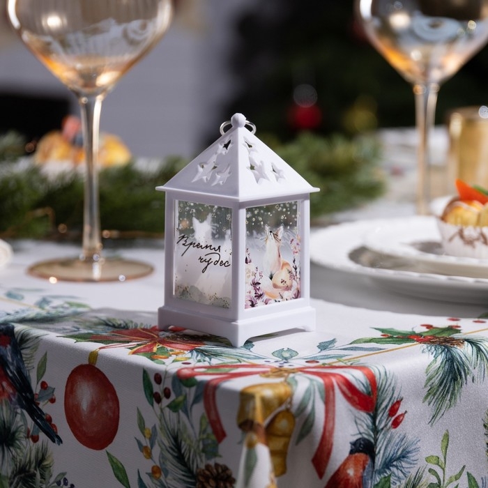 Светодиодная фигура &laquo;Белый фонарь с лисой&raquo; 6.3 &times; 12 &times; 6.3 см, пластик, батарейки AG13х3 (в комплекте), свечение тёплое белое