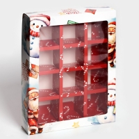 Новый год. Коробка под 12 конфет "Дед Мороз", 19 х 15 х 3,6 см, кондитерская упаковка Новый год. Коробка под 12 конфет "Дед Мороз", 19 х 15 х 3,6 см, кондитерская упаковка