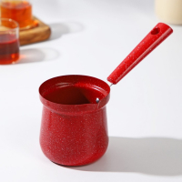 Турка Доляна &laquo;Мрамор рэд&raquo;, 400 мл, d=8 см, пластиковая ручка, антипригарное покрытие, индукция, цвет красный