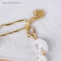 Браслет жемчуг &laquo;Барокко&raquo; с кругом, цвет белый в золоте, L=18 см