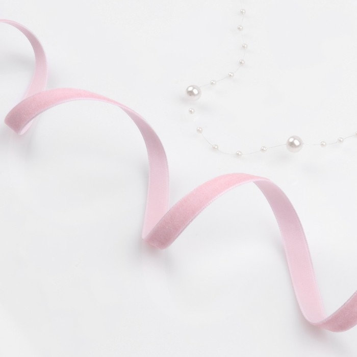 Лента бархатная, 10 мм, 18 &plusmn; 1 м, цвет розовый №08