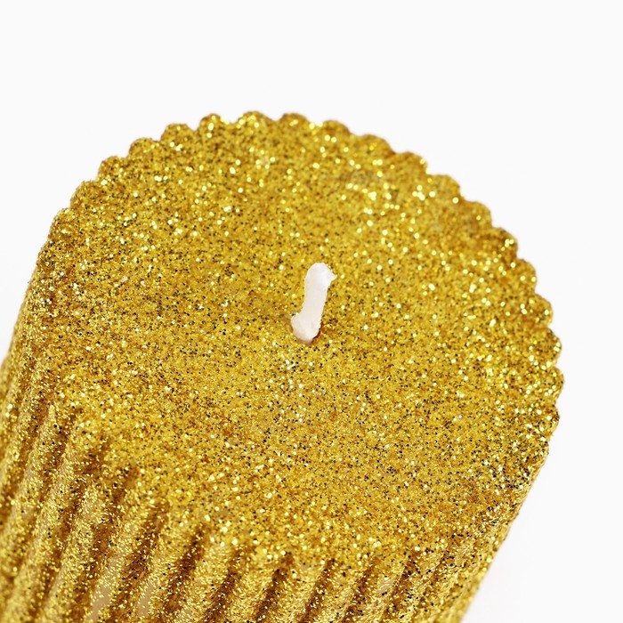 Новогодняя свеча-столбик с блестками &laquo;Новый год: Счастья&raquo;, 8,5 х 6 см