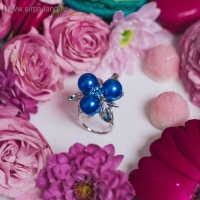 Кольцо для платка «Черничка», цвет синий в серебре Кольцо для платка «Черничка», цвет синий в серебре