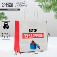 Пакет подарочный новогодний «Потом передаришь», 22 х 22 х 11 см, Новый год Пакет подарочный новогодний «Потом передаришь», 22 х 22 х 11 см, Новый год