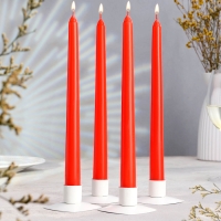 Свеча античная, 2,2х25 см, 4 шт лакированная красная