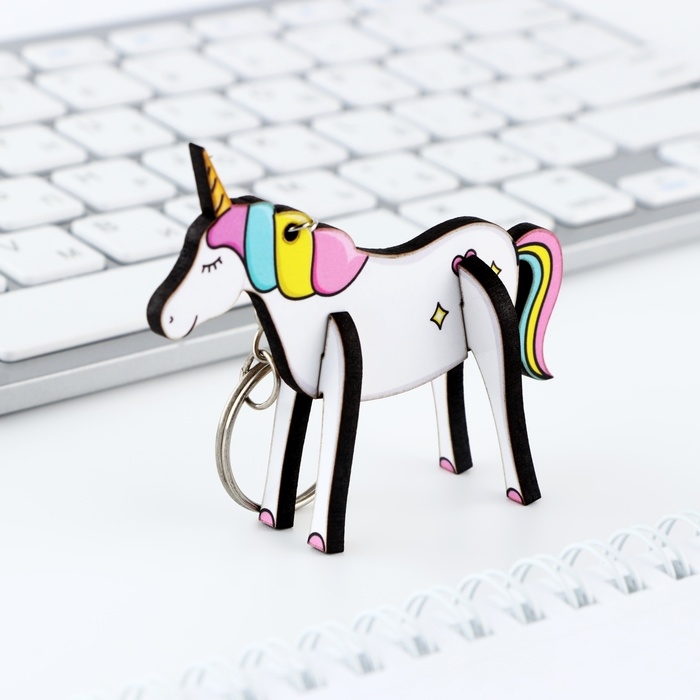 Брелок для ключей деревянный конструктор &laquo;Единорог&raquo;, 7 х 6.6 см