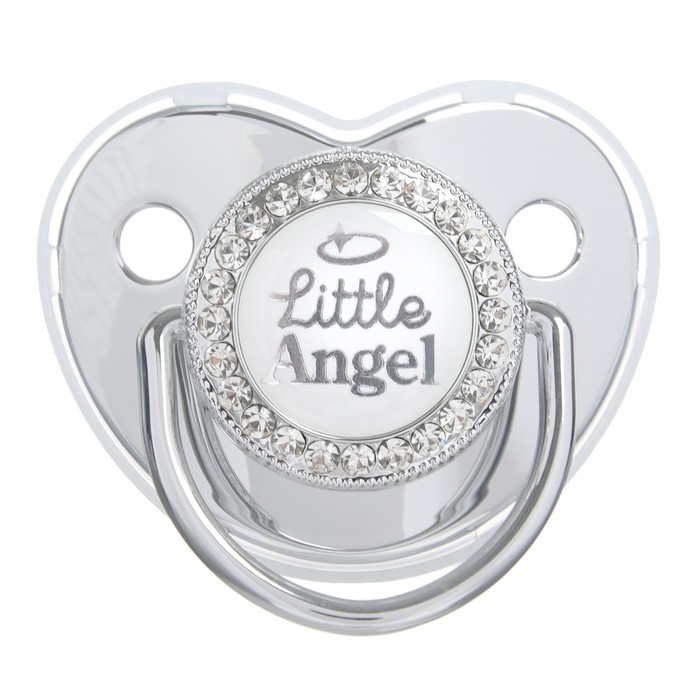 Соска - пустышка силиконовая ортодонтическая &laquo;LITTLE ANGEL&raquo;, от 12 мес., с колпачком, цвет серебро, стразы