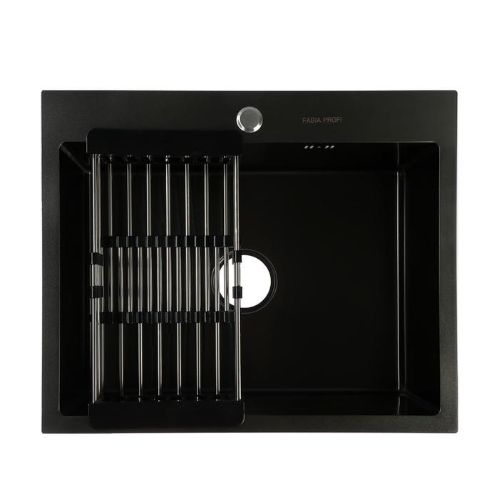 Мойка FABIA PROFI, 60х50 см, графит, врезная, S = 3,0 и 0,8 мм, сифон с переливом + корзина Мойка FABIA PROFI, 60х50 см, графит, врезная, S = 3,0 и 0,8 мм, сифон с переливом + корзина