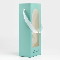 Пакет-переноска для цветов с пластиковым окном, &laquo;Для тебя&raquo;, тиффани, 30 х 12 х 8 см