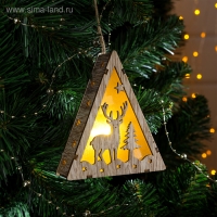 Ёлочная игрушка «Олень и ёлка», от батареек, свечение тёплое белое Ёлочная игрушка «Олень и ёлка», от батареек, свечение тёплое белое