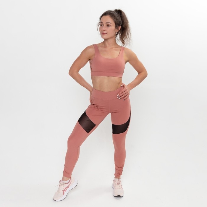 Леггинсы женские спортивные, цвет розовый/черный, размер 46 (М)