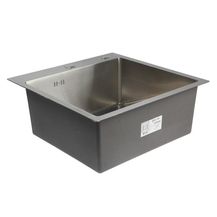 Мойка кухонная AFLORN AF95050, врезная, S=3,0 и 0,8 мм, 50х50х20 см, сифон, сатин Мойка кухонная AFLORN AF95050, врезная, S=3,0 и 0,8 мм, 50х50х20 см, сифон, сатин